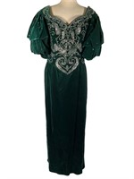 Rose Taft Velvet Evening Gown