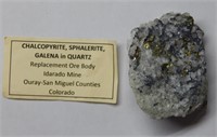 Chalcopyrite Sphalerite Galena in Quartz