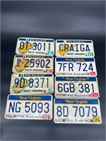 FLAT LOT OF 10 MODERN WEST VIRGINIA LICENSE PLATE