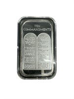 TEN COMMANDMENTS 1 OZ. .999 FINE SILVER BAR