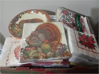 Box of Paper Holiday Napkins and Plates