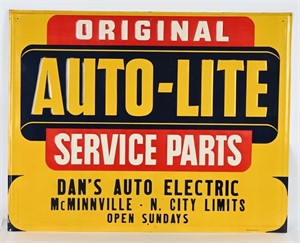 AUTO-LITE SERVICE PARTS EMBOSSED TIN SIGN