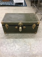 Vintage Footlocker Military Green With Brass