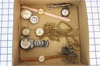 VINTAGE WATCHES & JEWELRY LOT- SOME DISNEY WATCHES