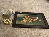 Clock, Teapot, Fruit Picture