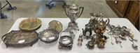 Group of Silver Plate, Clam Butter Dish, Etc.