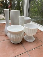 Lot of Assorted White Planters/ Vases