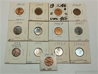 OF) AU/UNC wheat pennies