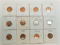OF) 12 AU/UNC wheat pennies