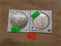 Lot of 2 1904 & 1921 Silver Morgan Dollar Coins