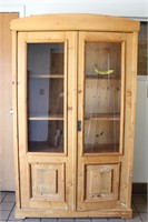 Rustic Wormy Pine Glass Front Cabinet