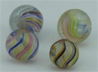 4 LATTICINIO SWIRL MARBLES