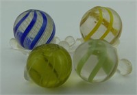 4 GOOSEBERRY BANDED & LUTZ SWIRL MARBLES