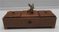 WOODEN & BRASS SCOTTIE MUSIC BOX NOT WORKING BUT