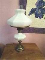 Milk glass shade and font lamp