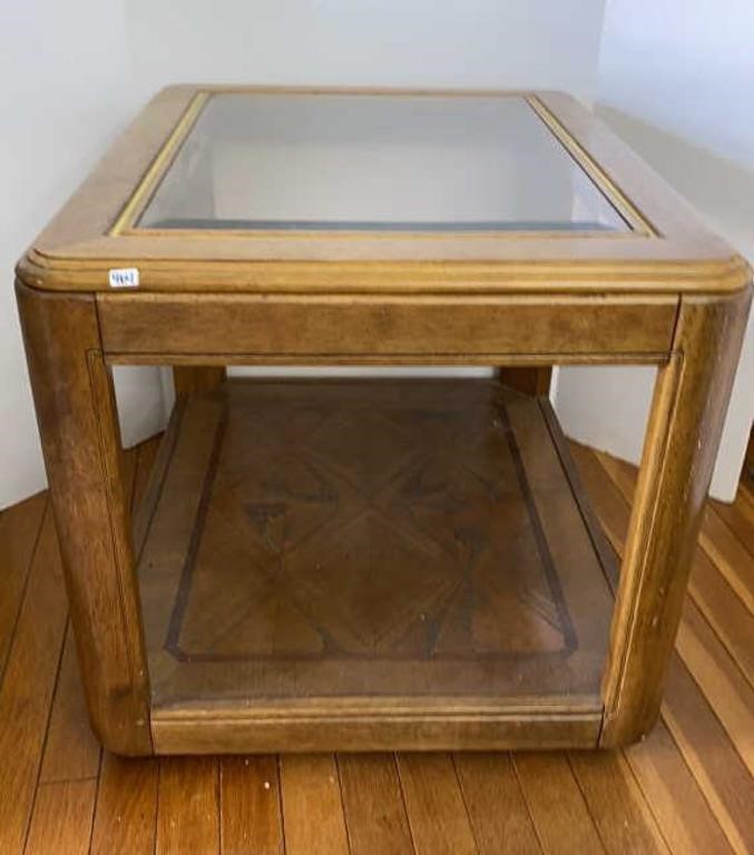 Bevel Glass Top End Table