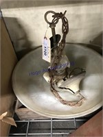 OLD HANGING CEILING LIGHT FIXTURE-CRACKED/CHIPPED