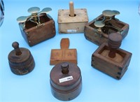 COLLECTION OF 7 19TH C. BUTTER STAMPS & PRESSES,