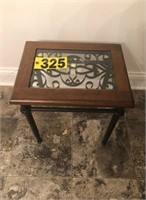Wrought iron & wood small table