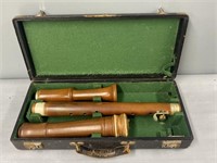 Wood Flageolet & Case Musical Instrument