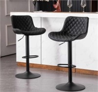 Youtaste Black Bar Stools Set Of 2 Faux Leather