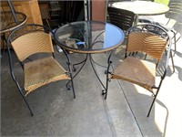 Glass Top Metal Patio Table & 2 Chairs
