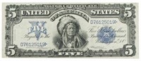 US 1899 SILVER CERTIFICATE $5 INDIAN CHIEF ONCPAPA
