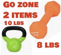 2 ITEMS GO ZONE WEIGHT 8 LBS & 10 LBS KETTLE BELL