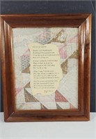 Framed Quilt piece with poem