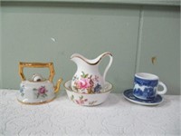 miniatures, basin, kettle, cup and saucer   .