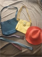 New purses hat and belts