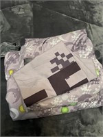 Set of Minecraft twin sheet set bottom top pillow