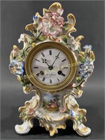 Vintage Ormolu Mounted Porcelain Italy Table Clock