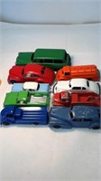 9 ASSORTED VINTAGE TIN AND ALUMINUM CARS
