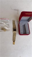 Gruen Quartz Gold Color Watch with case