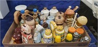 Tray Of Assorted Salt & Pepper Shakers