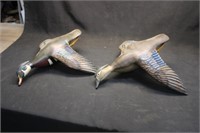2 - Flying Wood Duck Figurines
