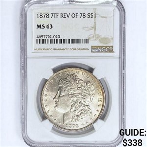 1878 7TF Morgan Silver Dollar NGC MS63