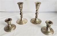 two pair weighted sterling candleholders