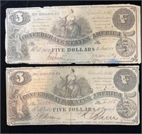 1861 Confederate States of America $5.00 Note