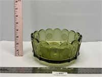 Vintage 7" Green Coin Glass Dish
