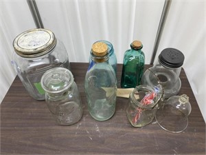 Pile of Glass Jars & Unique Fly Trap