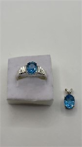 Matching Blue Topaz Sterling Ring/Pendant