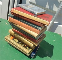STACK OF ANTIQUE HARD COVER BOOKS