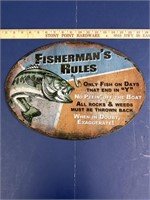 Fisherman's rules Tin sign