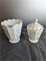 2 Piece Westmoreland Vase & Canister w Lid