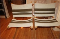 2 Modern Canvas Chairs - Ash Wood