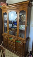 Oak Two-part China Cabinet Contents Not Included
