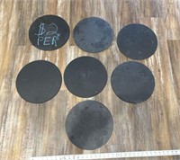 7 Black Round Chalkboard Slates, for Signs or