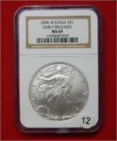 2006 W American Eagle NGC MS69 1 Ounce Silver